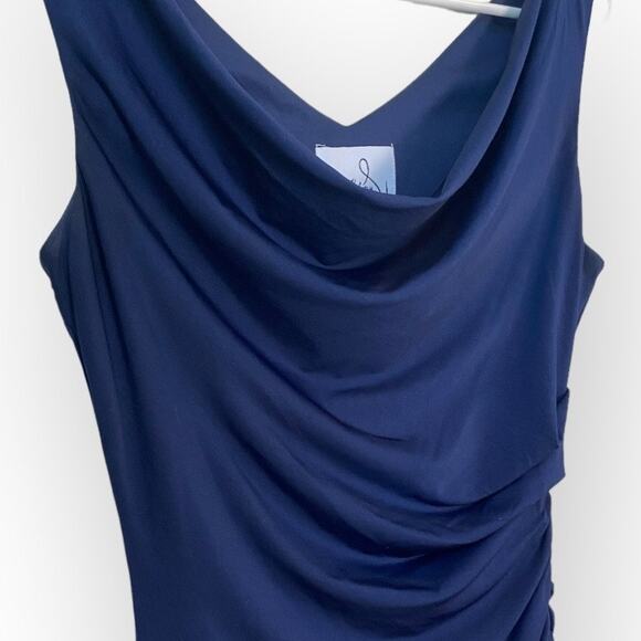 Sam Edelman Asymmetric Sleeveless Cocktail Dress Navy 2 NWOT - Picture 4 of 6